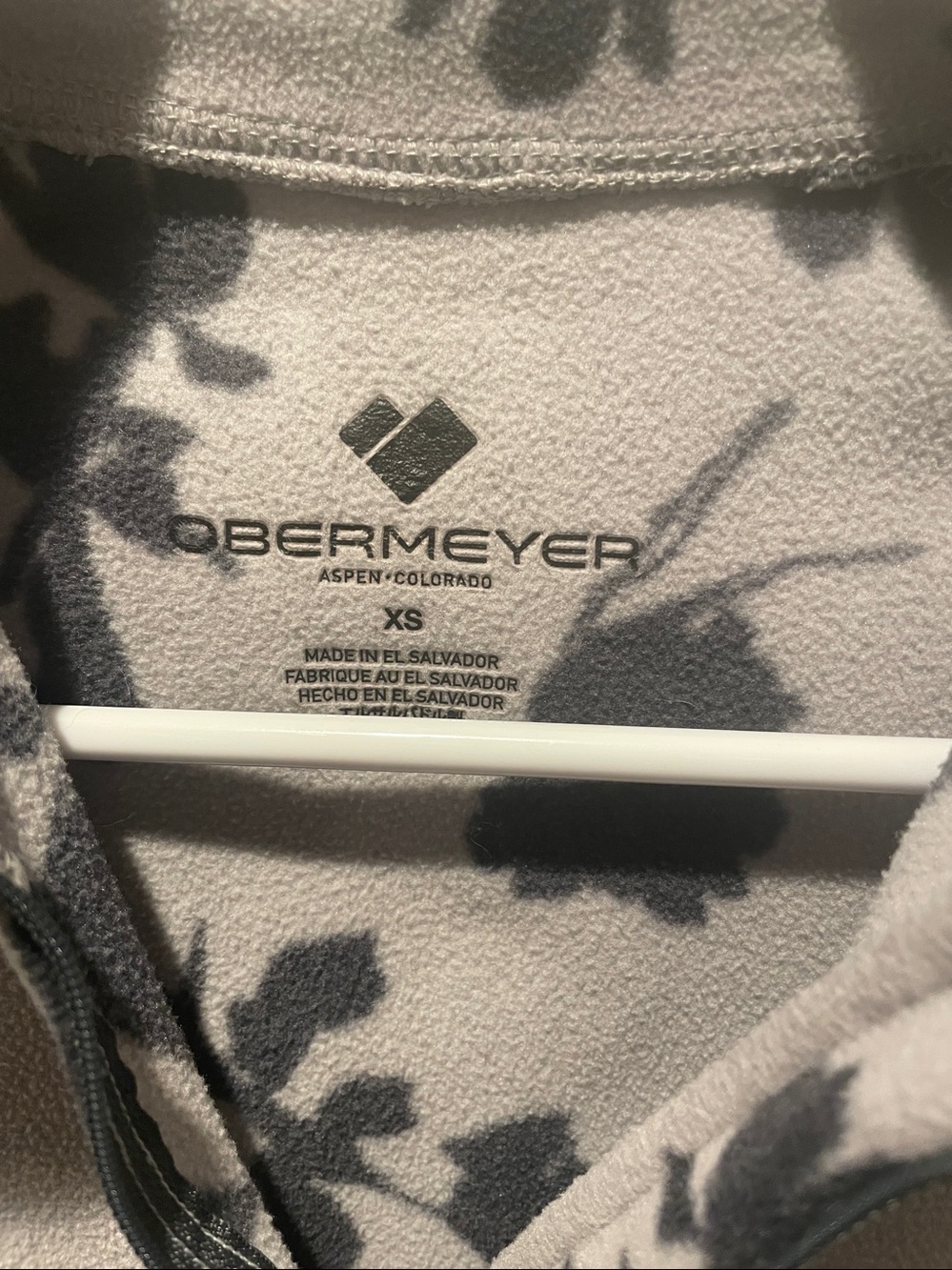 Obermeyer Floral Fleece Pullover Quarter Zip Gray Black XS - Picture 2 of 6